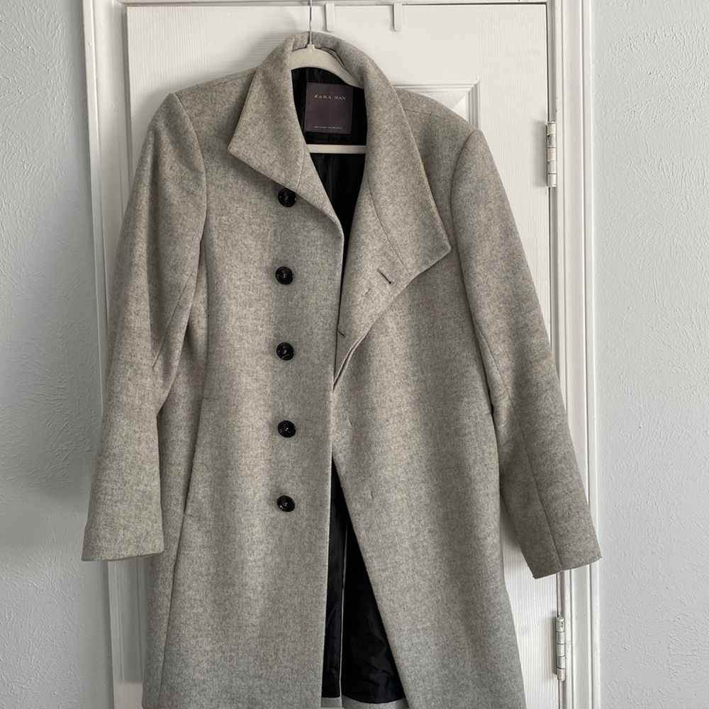 Zara men’s gray long coat